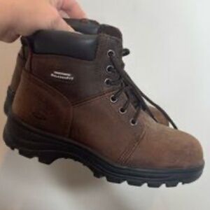 Skechers Relaxed Fit Steel Toe Womens Size 8 Brown Leather Work Boots 76561